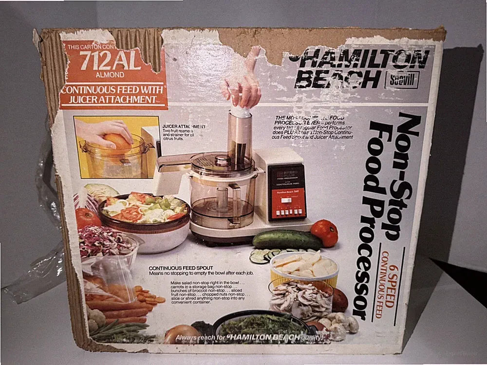 HAMILTON BEACH 712-AL 6-speed Non Stop FOOD PROCESSOR W/ JUICER ALMOND Vintage