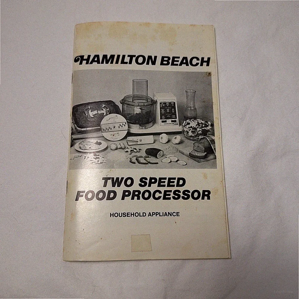 Hamilton Beach Appliance Manual Two Speed Food Processor Copyright 1980