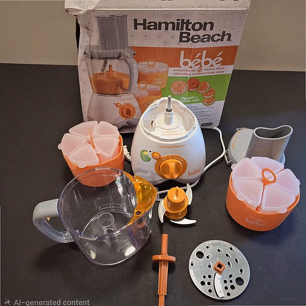 Hamilton Beach Bébé 5 Cup Baby Food Maker Blender Steamer Orange BPA Free 36533