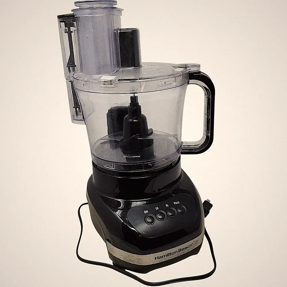 Hamilton Beach Food Processor 12 Cup Black Silvr 500W Big Mouth Duo Tested Works