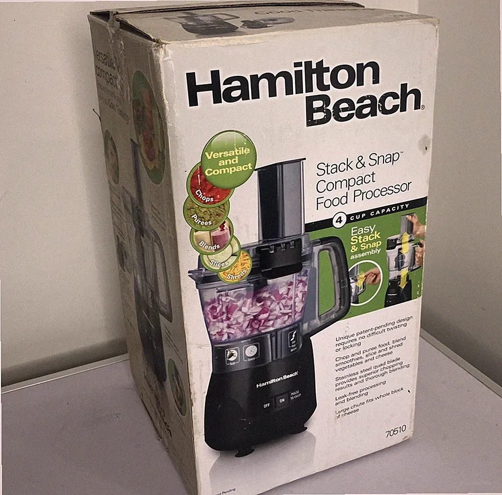 Hamilton Beach Food Processor 4 cup Black, Steel Blade, 70510 New Open Box