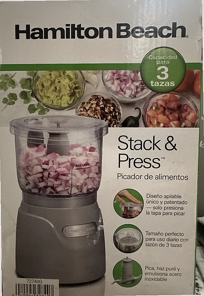 Hamilton Beach Gray Chopper Stack & Press Food Processor Mini 3 Cup 72740