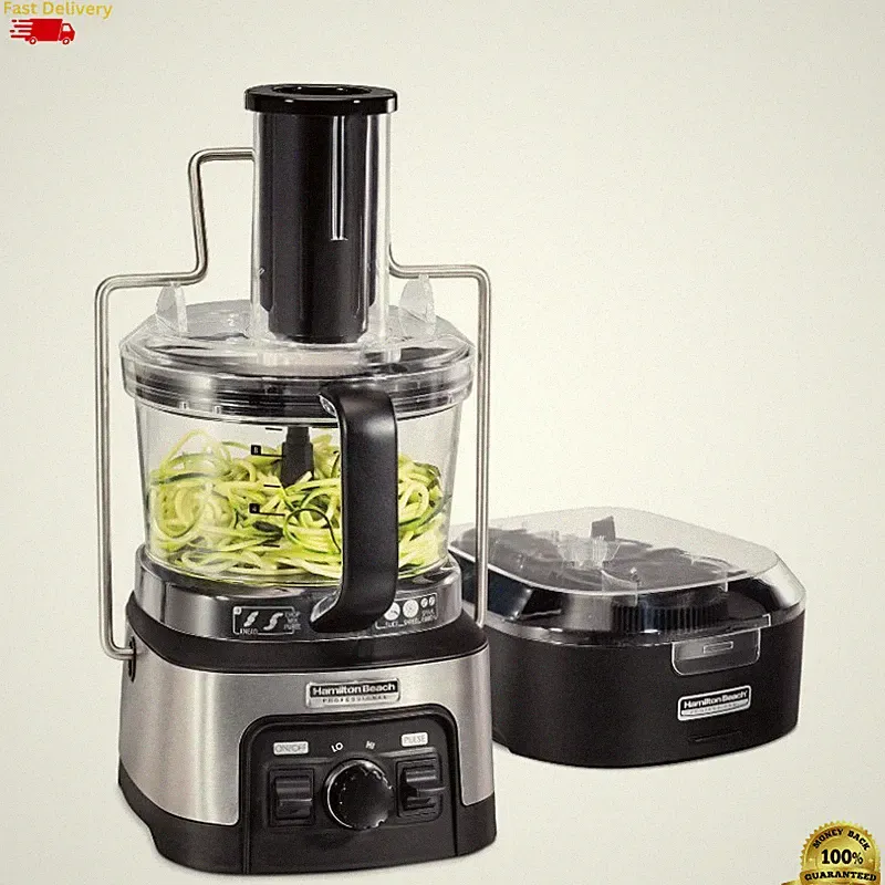 Hamilton Beach Professional 12-Cup Spiralizing Stack & Snap Food Processor