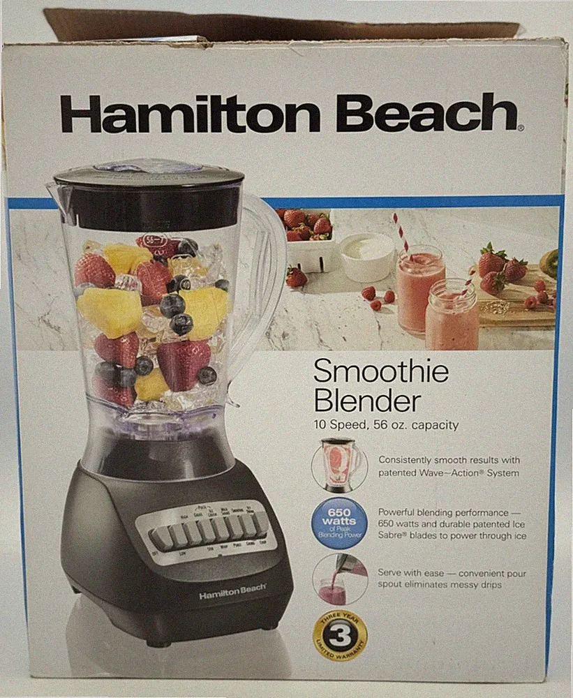 Hamilton Beach Smoothie Blender 50190 - 10 Speed 56 OZ Capacity - NEW Open Box