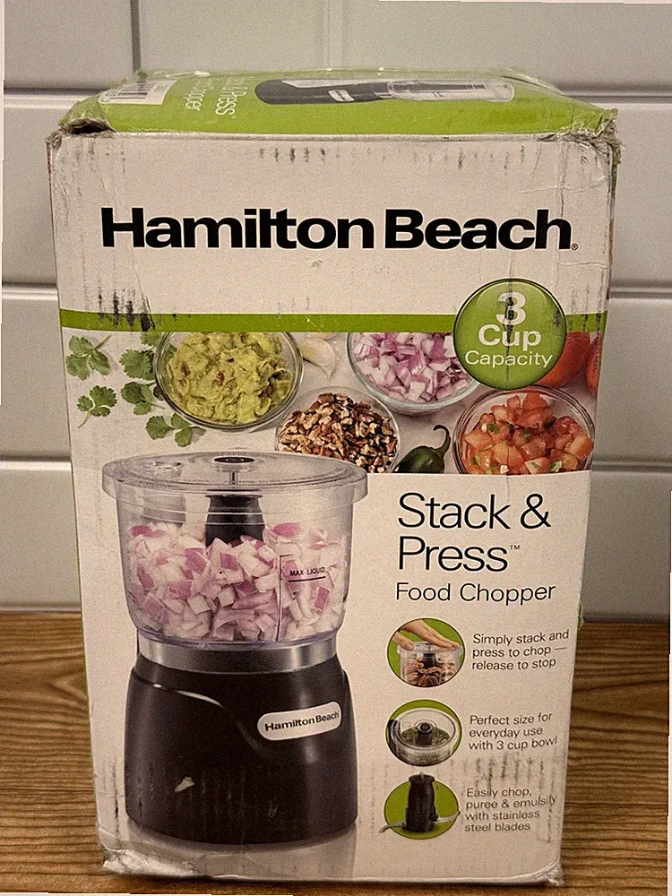 Hamilton Beach Stack & Press 3 Cup Chopper Mini Food Processor- OPENBOX - READ