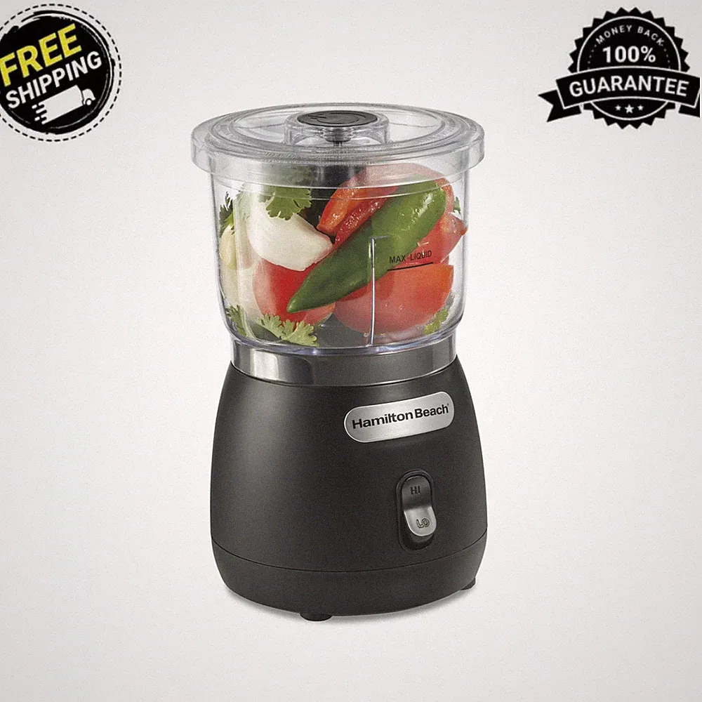 Hamilton Beach Stack & Press 3-Cup Mini Food Chopper Processor 2 Speed Black