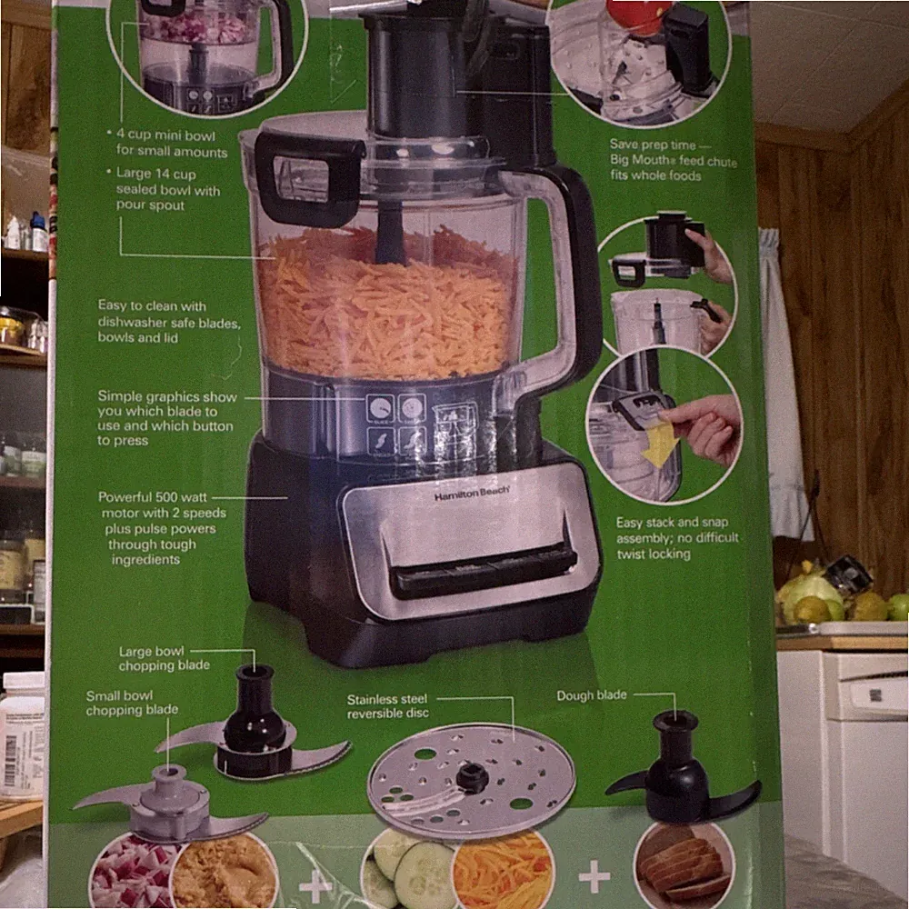 Hamilton Beach Stack & Snap Duo 14 Cup Food Processor 70585, 500W, Black/Silver