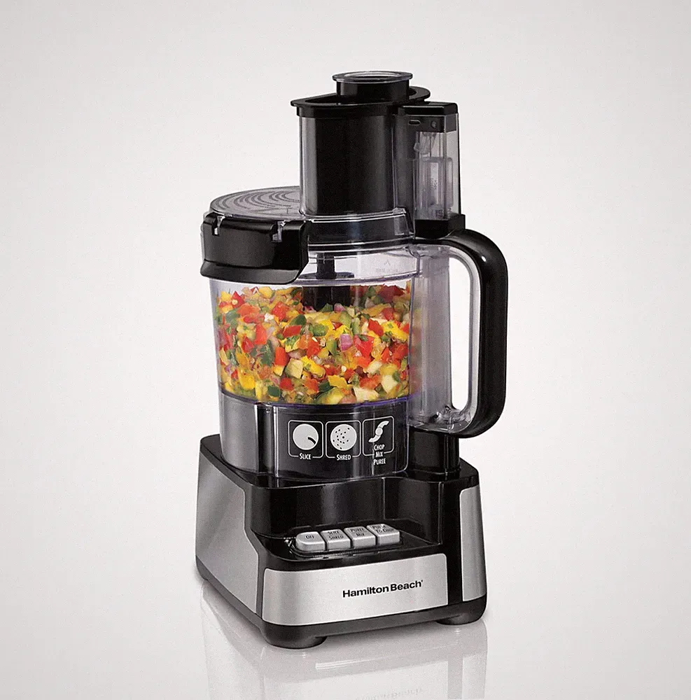 Hamilton Beach Stack & Snap Food Processor, 12 Cup Capacity, Black & Stainless