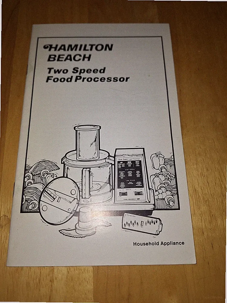Hamilton Beach Two Speed Food Processor Manual 1985
