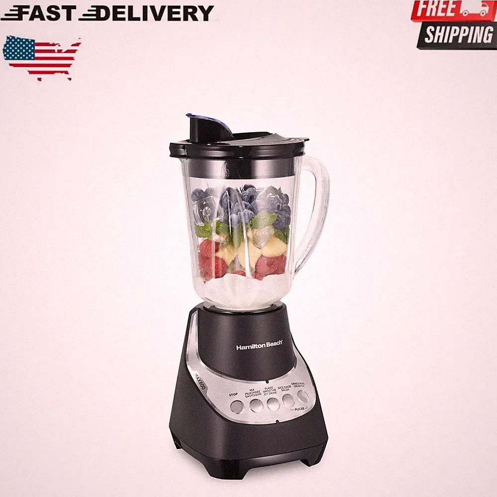 Hamilton Beach Wave Action Blender 48oz Glass Jar 800W 12 Functions
