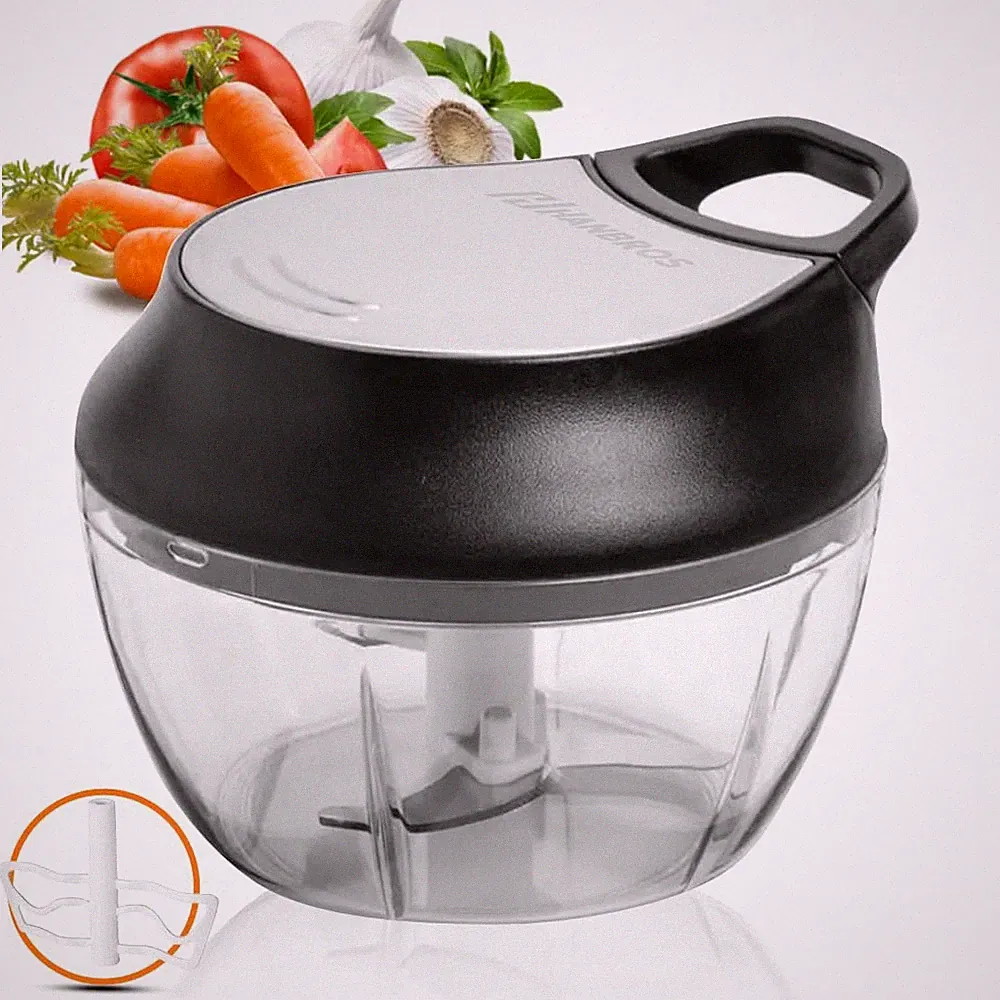 Hanbros Manual Food Processor Vegetable Chopper, Portable Hand Pull String Garli