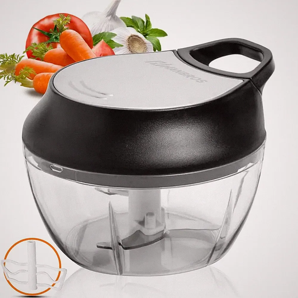 Hanbros Manual Food Processor Vegetable Chopper, Portable Hand Small, Black