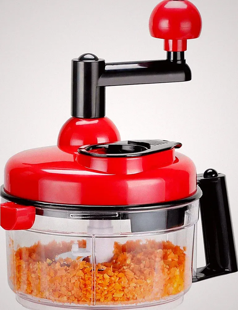 Hand Crank Food Chopper Red Manual Food Processor w/ Egg Separator 5 Cup