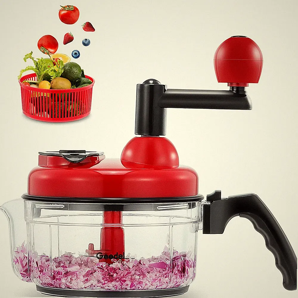 Hand Food Chopper, Quick Manual Vegetable Processor, Easy To Clean Rotary Dic...