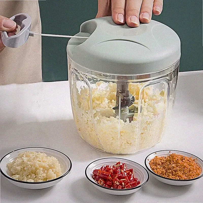 Hand Pull Garlic Chopper Manual Food Processor – Onion Ginger Vegetable Cutter