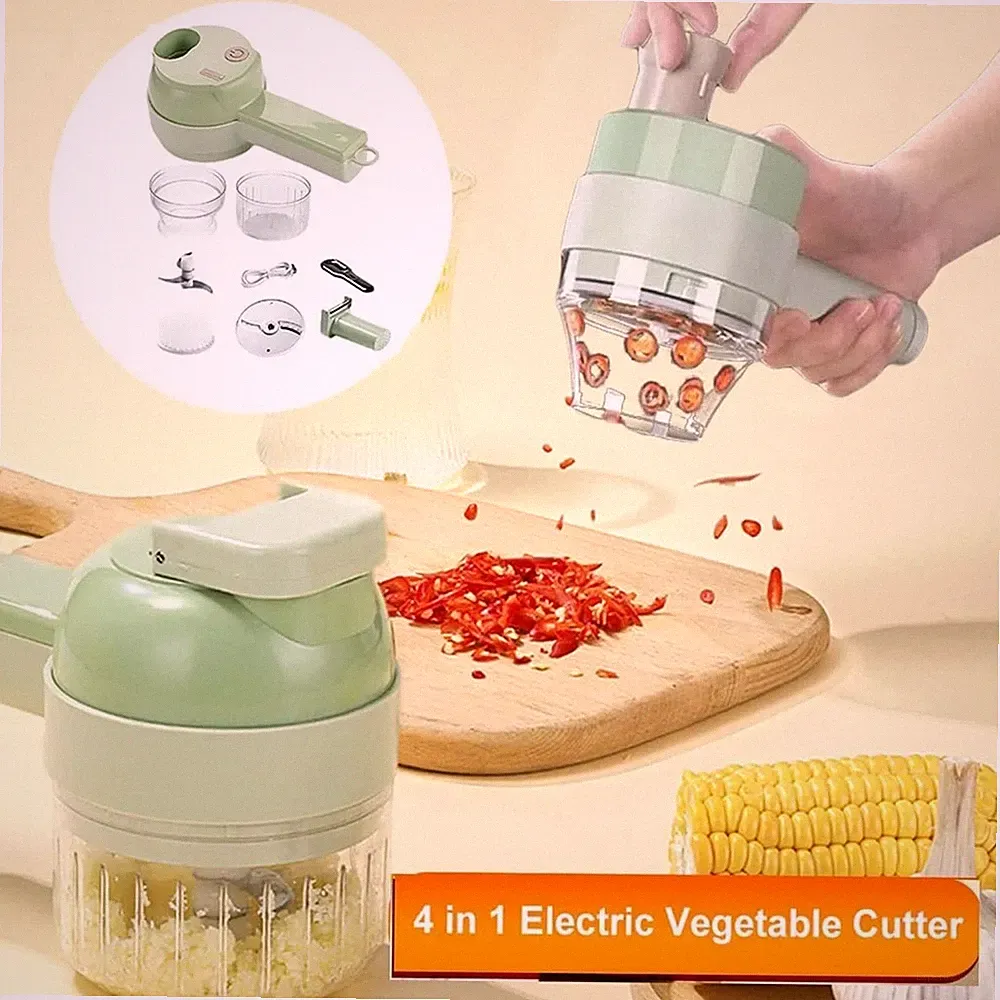 Handheld Electric Vegetable Cutter 4-in-1 Food Chopper for Garlic Ginger Meat