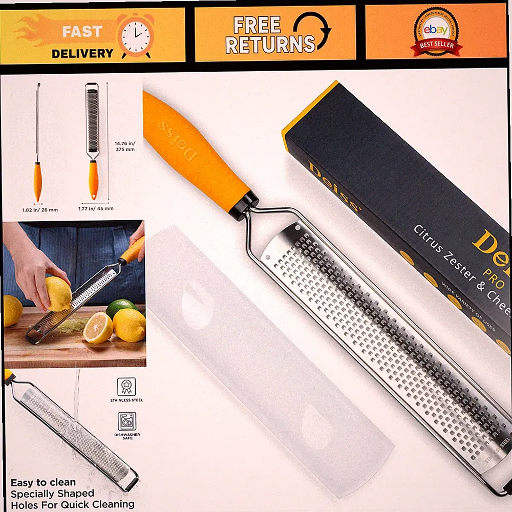 Heavy Duty Lemon Zester & Grater for Parmesan, Garlic, Nutmeg, Chocolate, Fruits