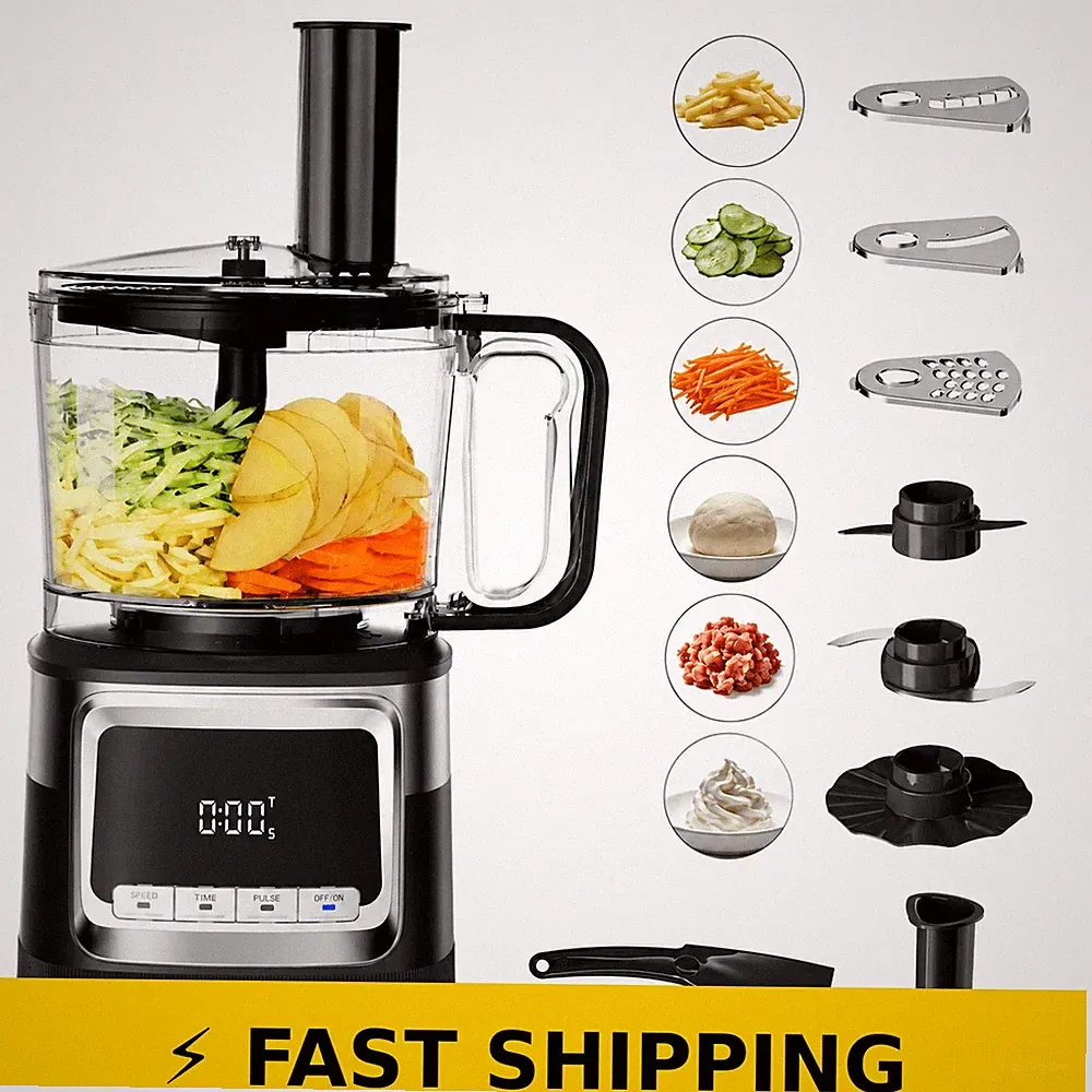 Hicloud 12-Cup Food Processor with 3-Speed Settings