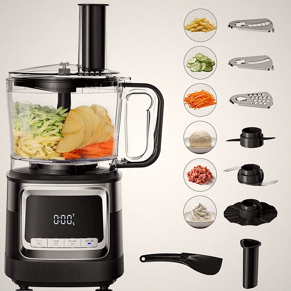 Hicloud FP01 Food Processor 12 Cup, Capable of Shredding/Cutting