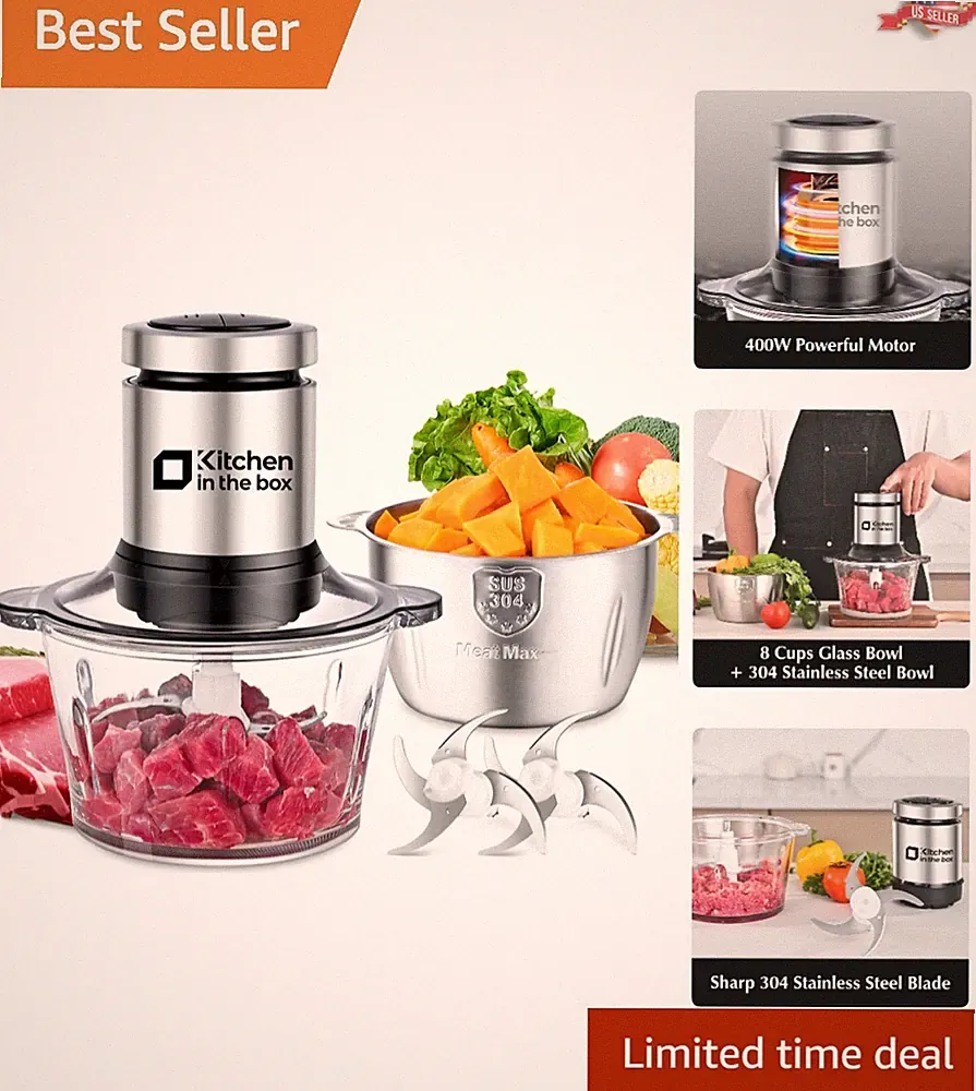 High-Capacity 400W Food Processor with S Blades - Efficient Meal Prep Companion