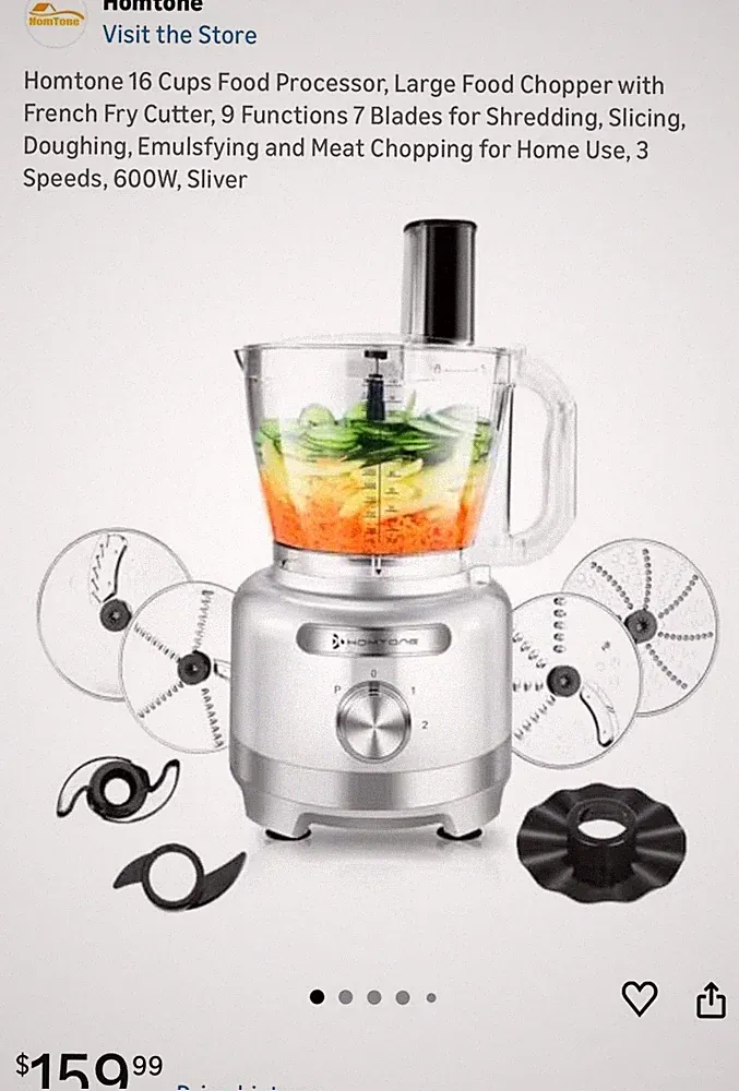 Homtone 16 Cups Food Processor, Large Food Chopper