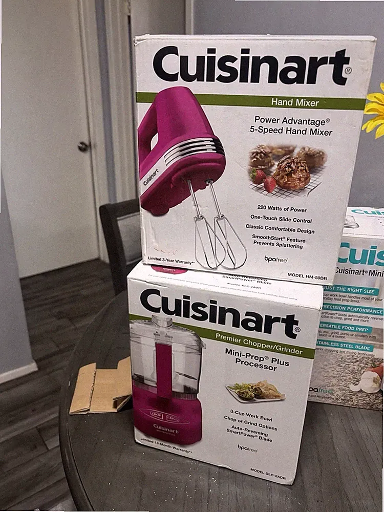 Hot Pink 3 Cup Cuisinart Food Processor & 5 Speed Hand Mixer New In Box