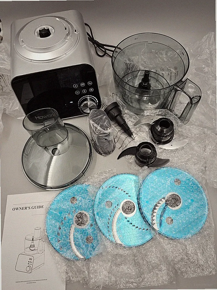 HOWORK 600W Food Processor 64 oz with Blades, Plunger, Slicing Discs, Manual