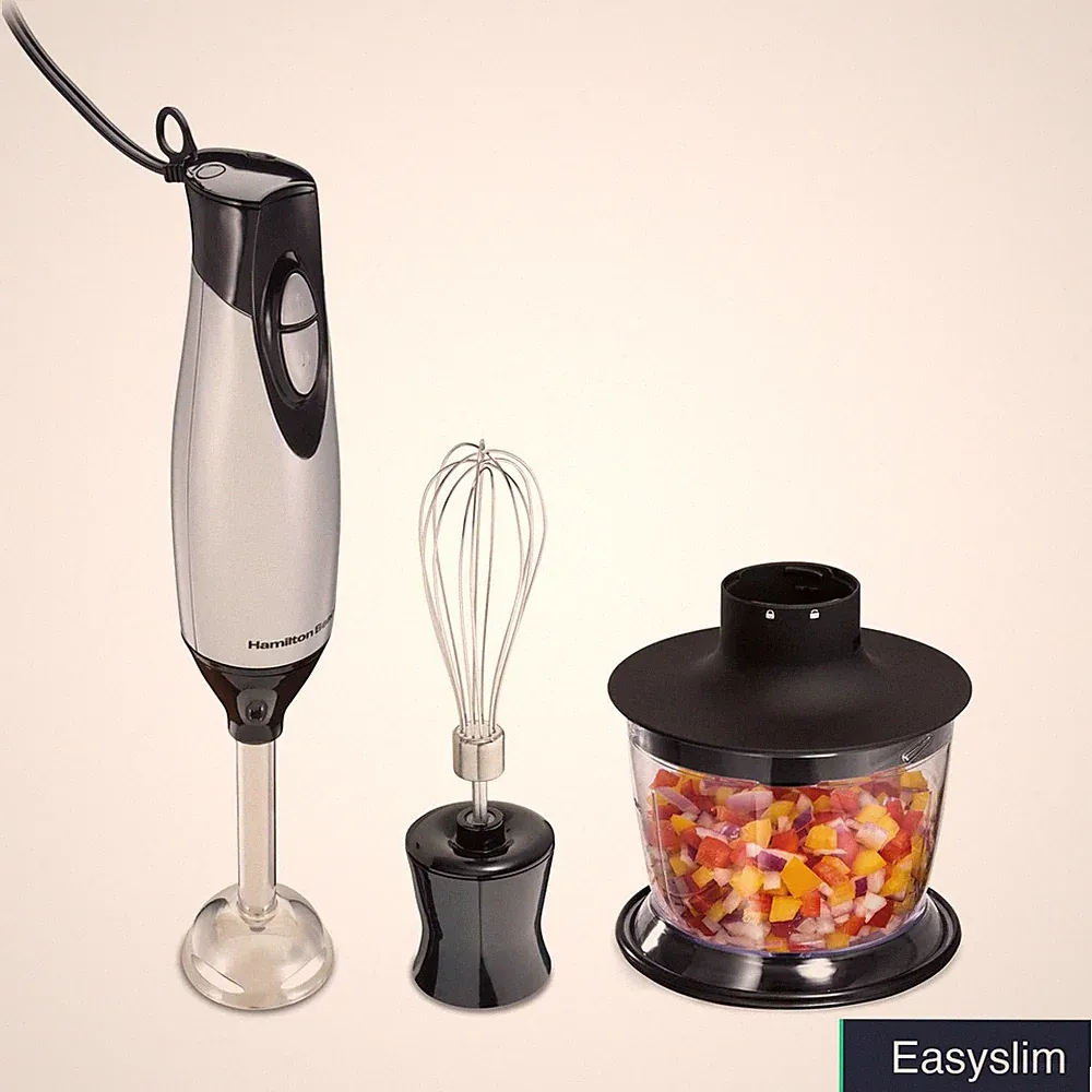 Immersion Blender 225W 2-Speed Stainless Steel 3 Attachments Food Chopper