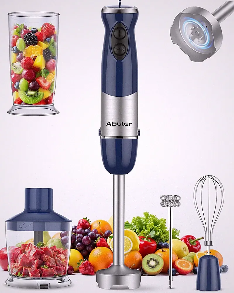 Immersion Blender Handheld 1000W 5 in 1 Corded Stick Hand Color, Blue