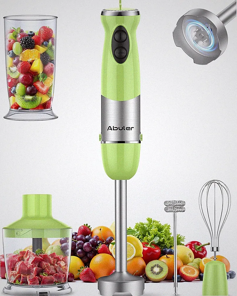 Immersion Blender Handheld 1000W 5 in 1 Corded Stick Hand Color, Green