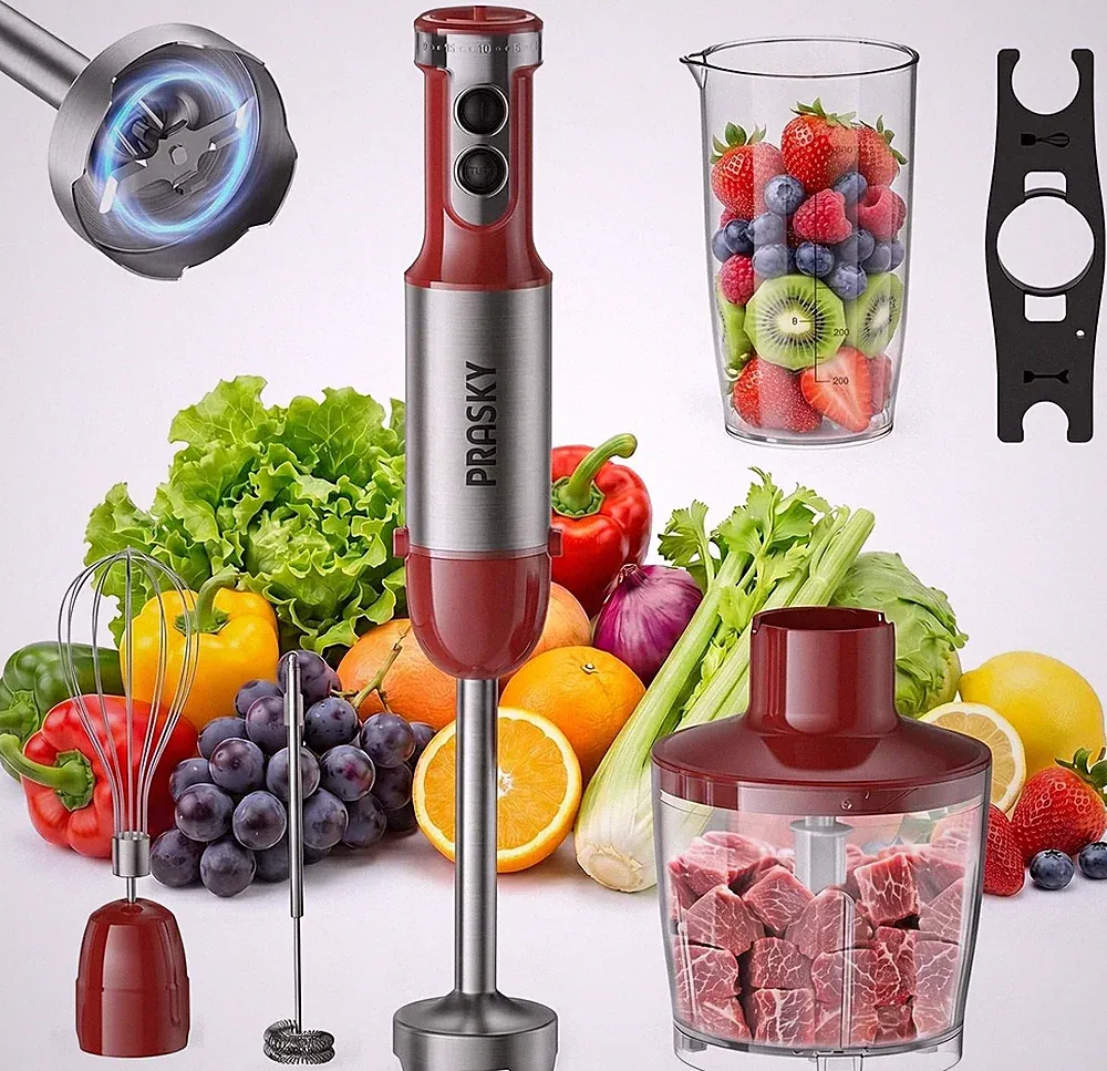 Immersion Blender Handheld 1200W, 20-Speed 5-in-1 Handheld Mixer