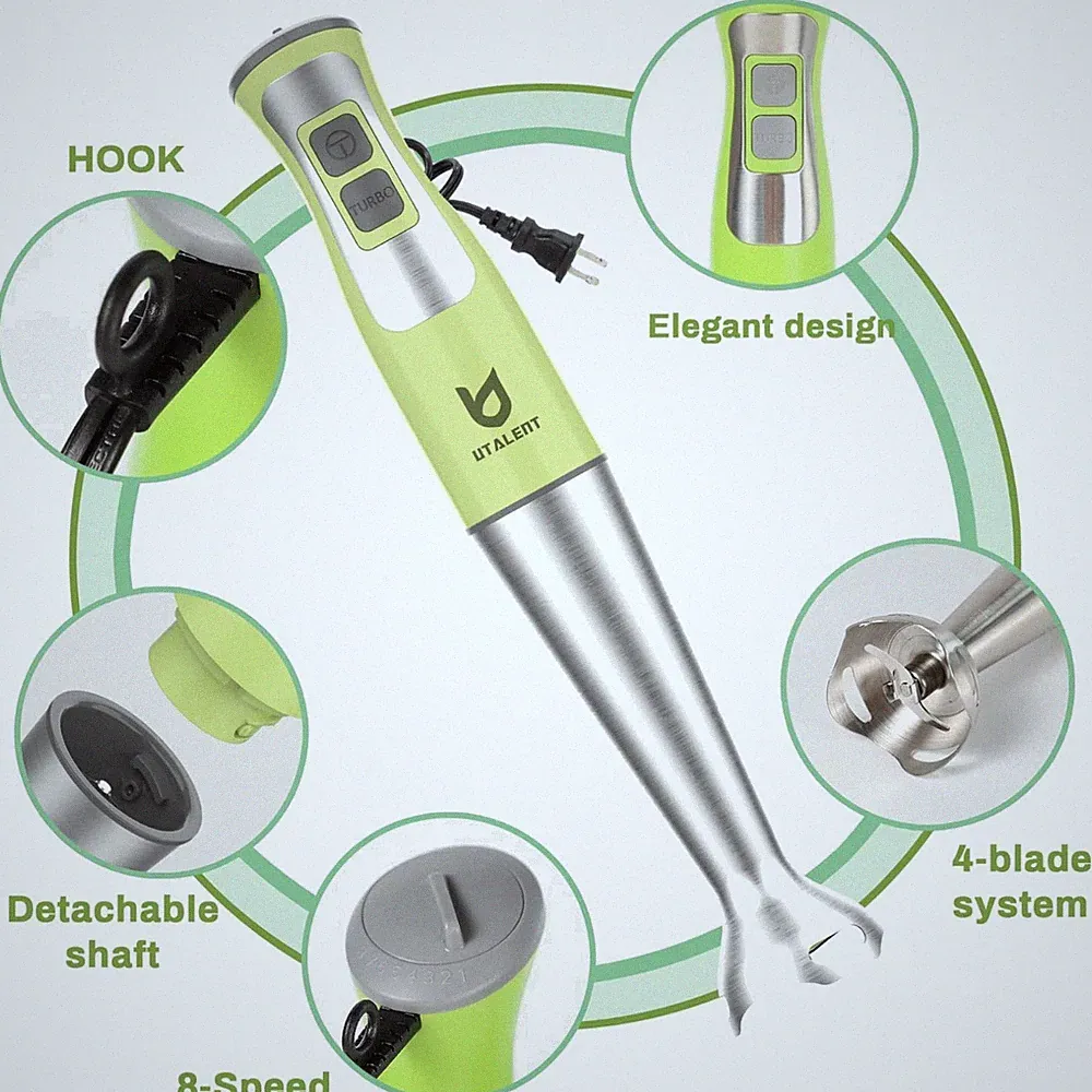 Immersion Blender Set with Milk Frother - Green