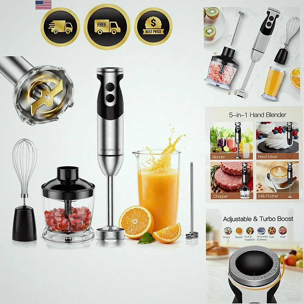 Immersion Hand Blender 12-Speed Powerful Motor Food Mixer with Accessories
