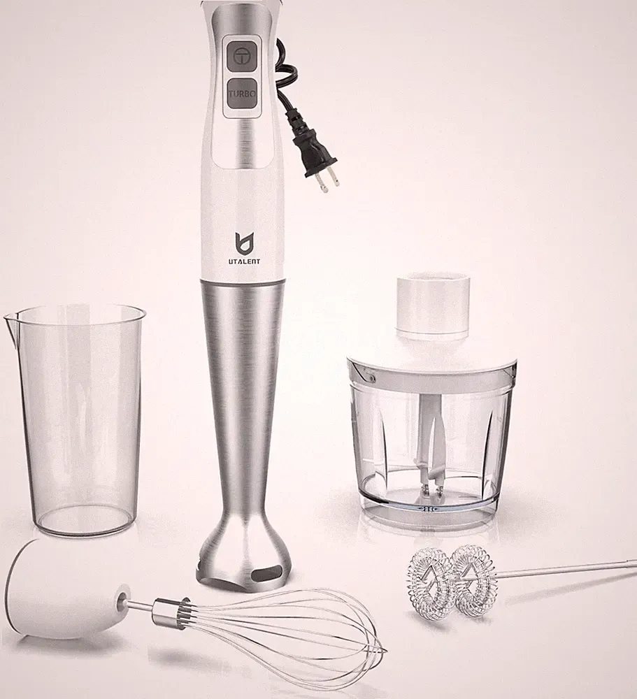 Immersion Hand Blender, 5-in-1 8-Speed Immersion Blender with 500Ml Food Grinder