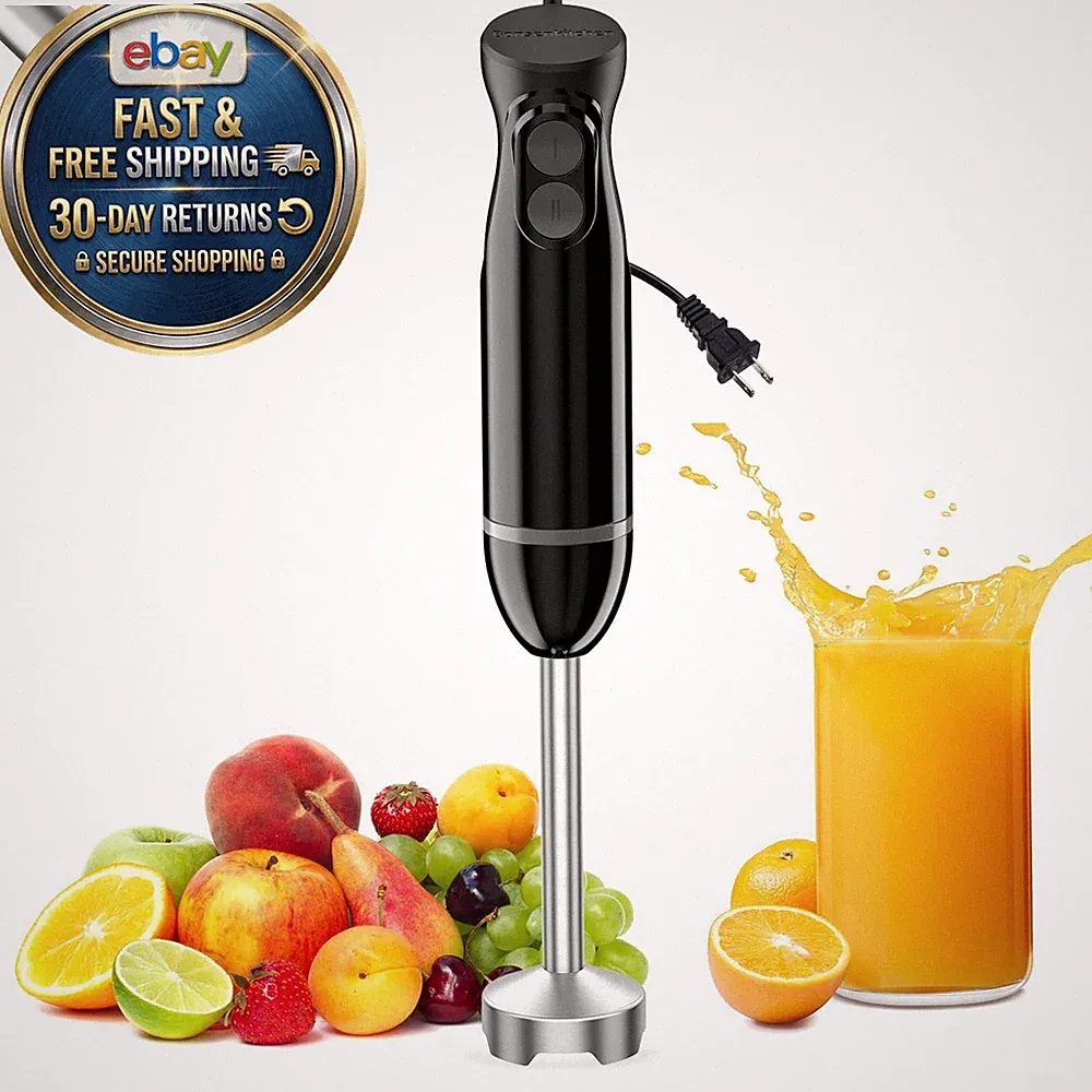 Immersion Hand Blender, Smoothie, Puree, Baby Food Single, Black