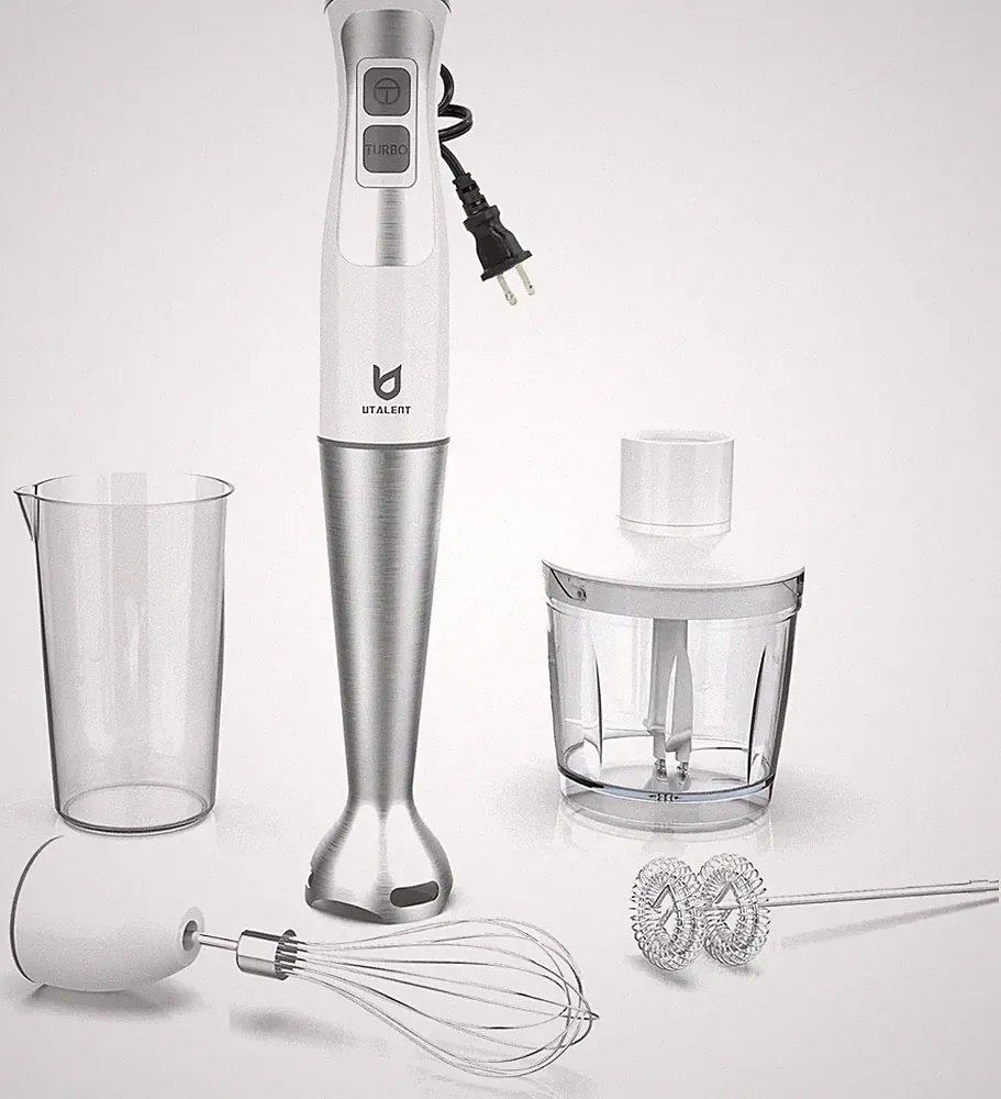 Immersion Hand Blender with Chopper - Puree Baby Food, Sauce & Soup