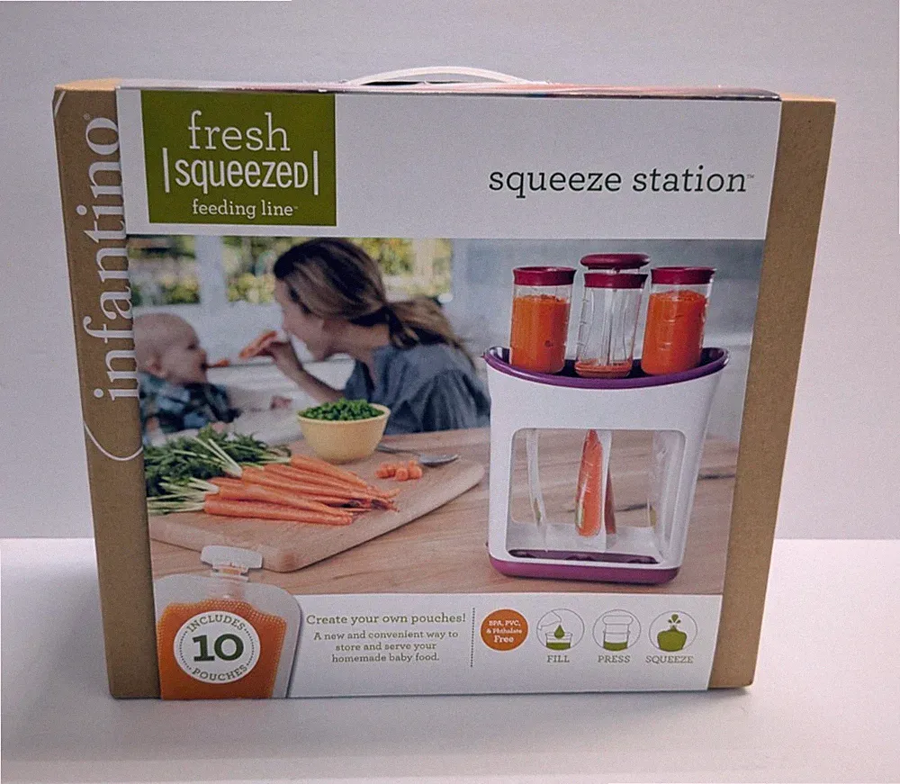 Infantino Squeeze Station Baby Food Maker Kit 10 Pouches New #208-101