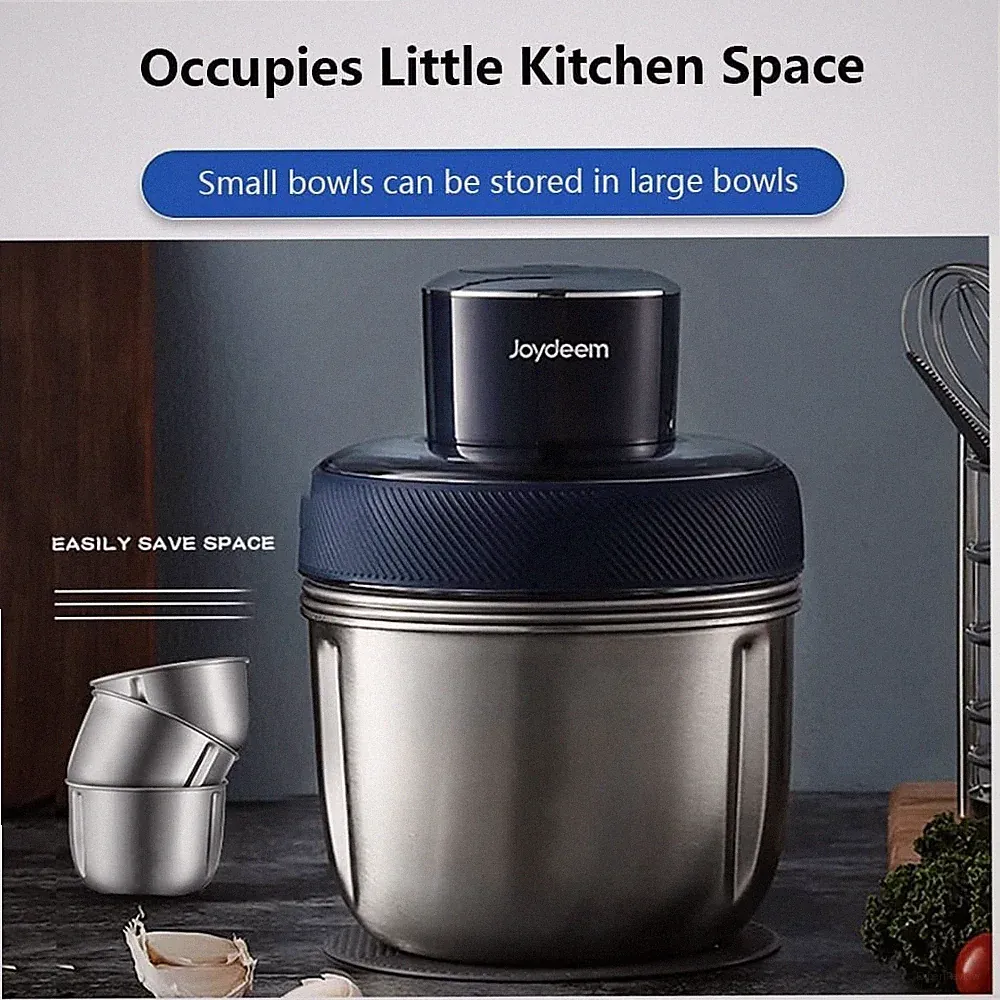 Joydeem JD-376B Electric Food Processor Grinder 300W w/ 3 Stainless Steel Bowls