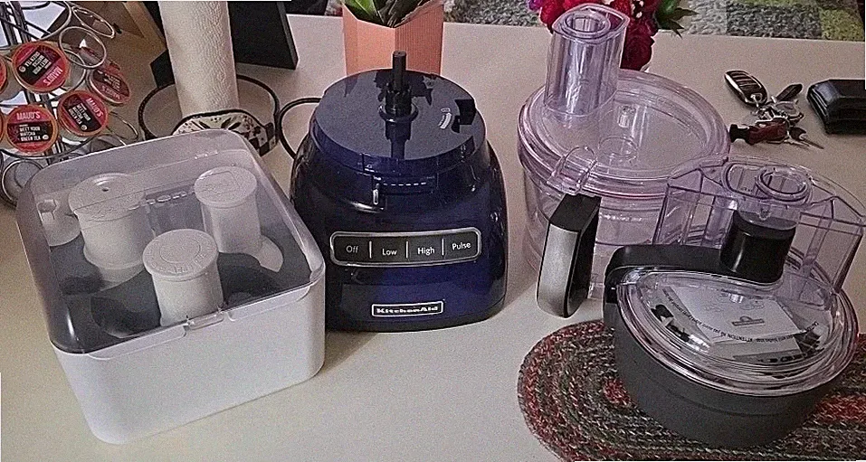 Kitchen Aid Food Processor KFP0935Q Blue - Many Blades/Attachments-Tested Works!