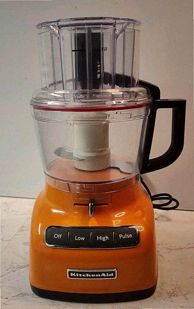 Kitchen Aid Orange Food Processor with Blade, Bowl, Pusher, Lid - KFP093QTG
