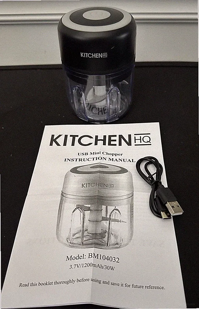 Kitchen HQ USB Mini Food Chopper BM104032 Black Rechargeable Portable Processor
