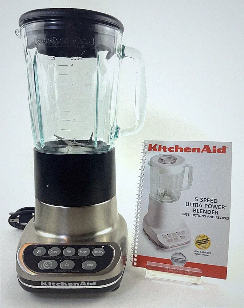 KitchenAid 5 Speed Ultra Power Blender - Brushed Chrome - 5 Cup Glass Pitcher