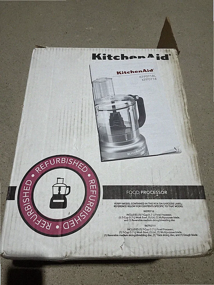 KitchenAid 7 Cup 3 Speed Food Processor and Veggie Chopper, Silver REFURBISHED