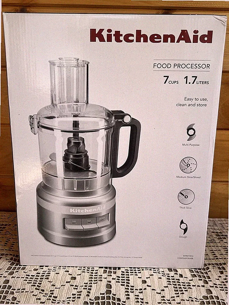 KitchenAid 7 Cup Food Processor Plus Silver 1.7 Liters KFP0719CU NIB
