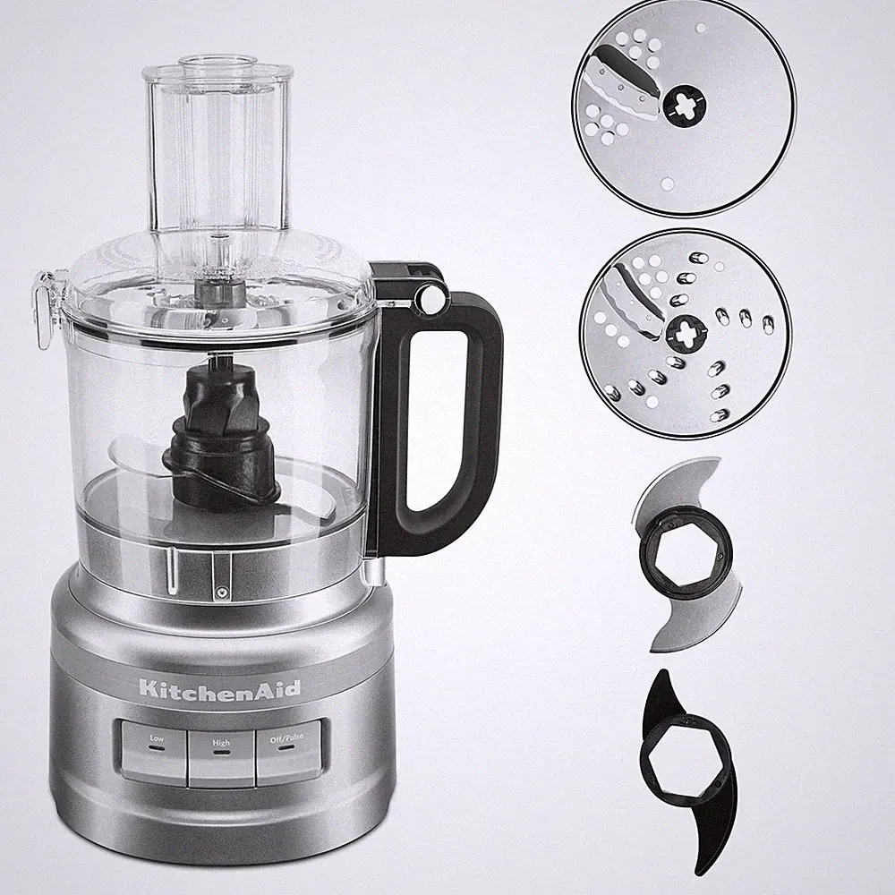 KitchenAid 7 Cup Food Processor Silver KFP0719CU w/ Assorted Blades