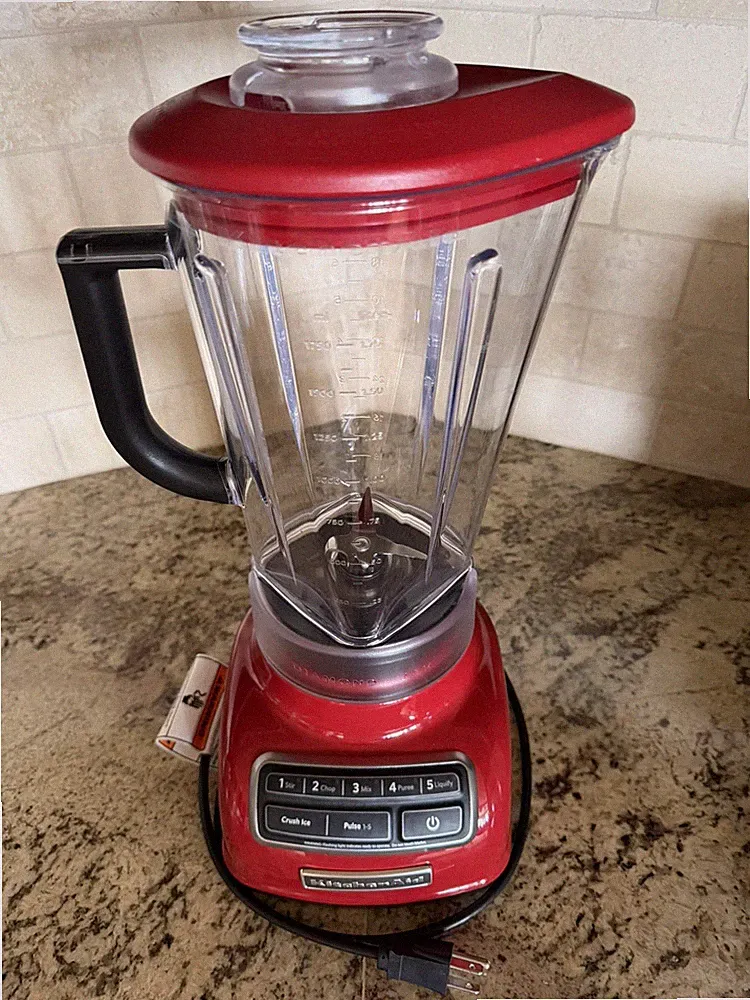KitchenAid Blender RED 5 Speed Diamond Blender KSB1575ER w Lid & Manual - Tested