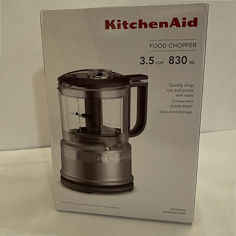 KitchenAid Contour Silver 3.5-Cup Food Chopper Mini Processor Mixer Kitchen
