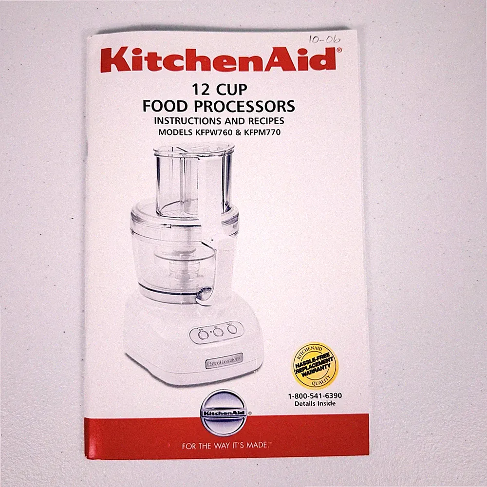 KitchenAid Food Processor 12 Cup Manual Instruction Only Model KFPW760 & KFPM770