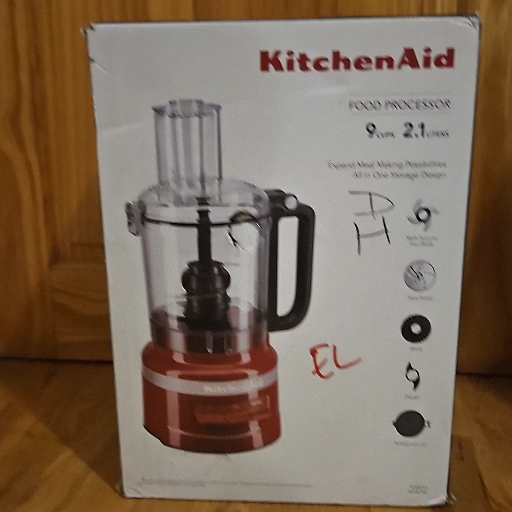 KitchenAid Food Processor 9 Cups 2.1 Liters Red Black Clear Blades Bowl Base