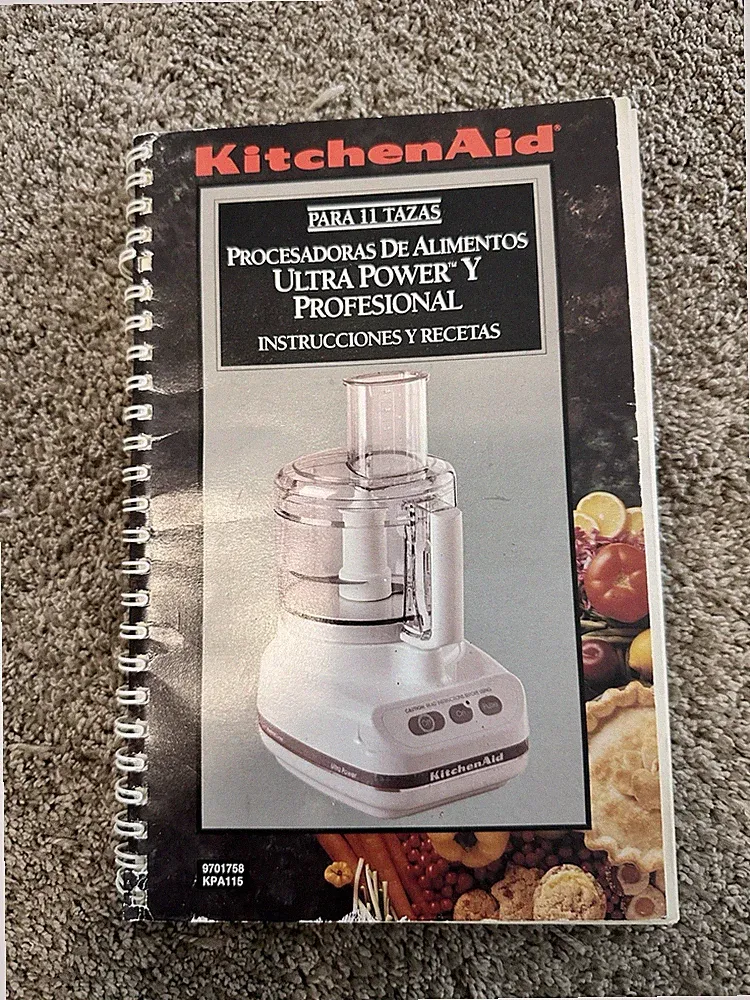 KitchenAid Food Processor KFP600WH Manual Instructions and Recipes 9 CUp